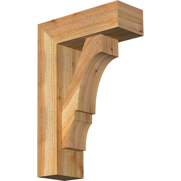 Ekena Millwork Balboa Block Rough Sawn Bracket w/ Offset Brace, Western Red Cedar, 6"W x 16"D x 24"H BKT0604X16X24BOA05RWR - main